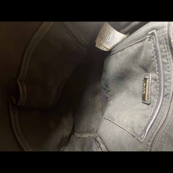 Aldo black satin quilted small backpack pre owned - Picture 9 of 12